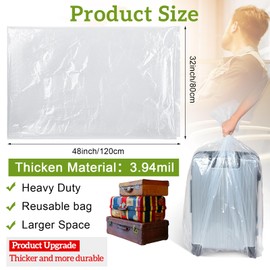 Fainne 10 Pack Extra Large Clear Plastic Storage Bags 32 x 48 Inch 3.94 Mils Giant Jumbo Moving Flat Plastic Storage Bags for Clothes Packing Luggage Suitcase Furniture Comforter Bike Blanket
