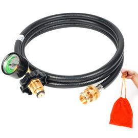 Propane Hose Adapter 1lb to 20lb Converter with Gauge for 5 lb to 40 lb Tank,Standard P.O.L Tank,Fitting for Weber Q Grill, Buddy Heater Coleman Blackstone Tabletop Griddle More Portable Grills
