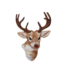 Buck Deer Head - Natural Animal - Embroidered Iron on Patch