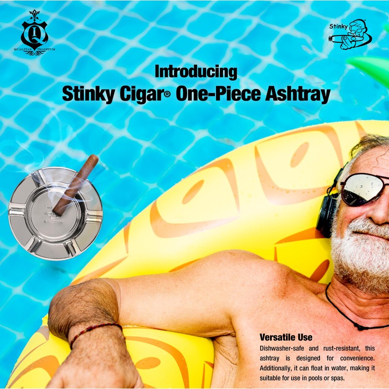Stinky Cigar® One-Piece Ashtray (Blac Nickel Plated)