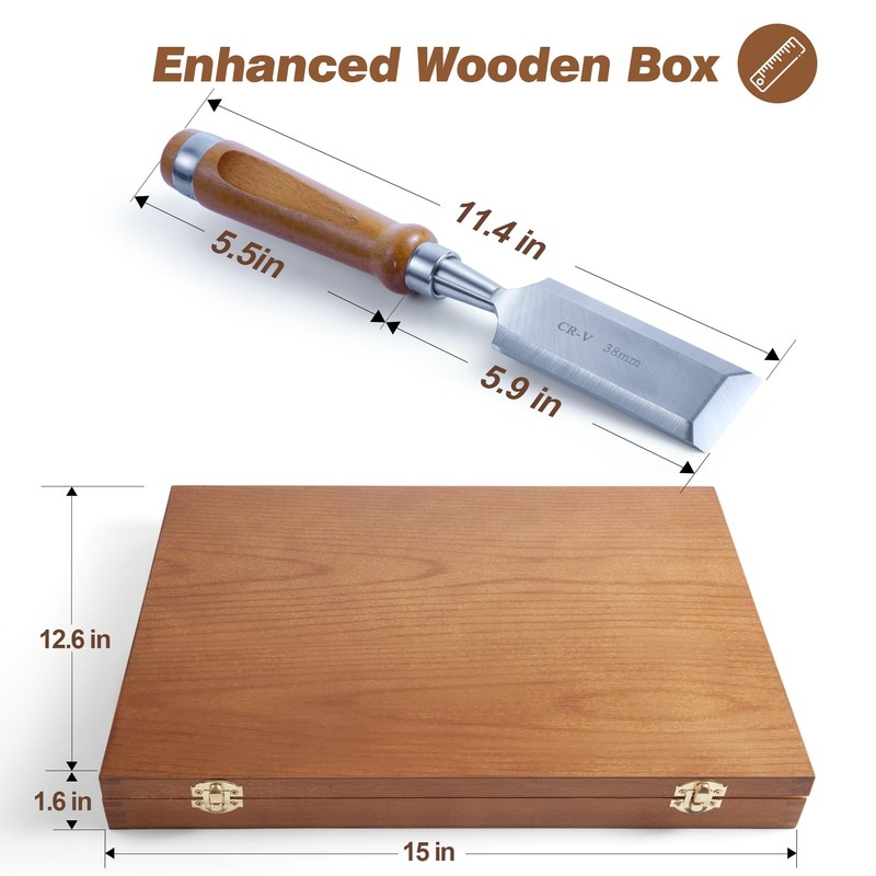 10 Pieces Wood Chisel Set, 1/4"~2" Woodworking Chisel Kit with