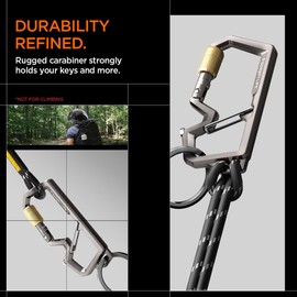 Spigen Life EDC Carabiner Key Ring Clip, Car Keychain Clip, Bottle Opener Key Chain Ring, Locking Gate with Strap and O-ring for Men and Women (Not for Climbing) - Gunmetal