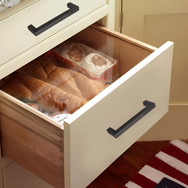 HTRTRR Set of 4 Furniture Handles, Black, 128 mm Furniture