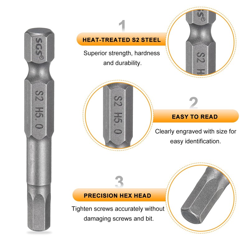 sourcing map H5.0 Hex Head Drill Bit Wrench 5mm Metric