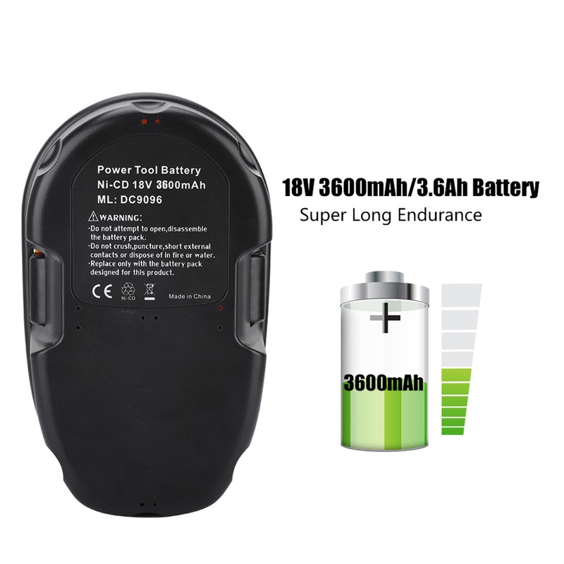 18V 3600mAh/3.6Ah Large Capacity Ni CD Battery for DC9096 with