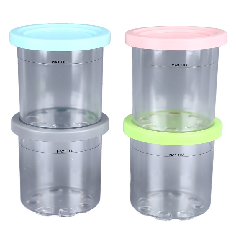 4Pcs Ice Cream Pints Containers and Lids Large Capacity Round
