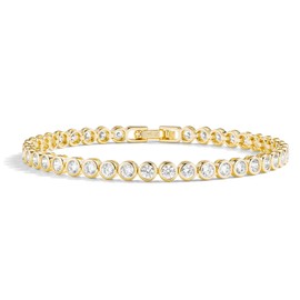 Pearich 14k Gold Filled Tennis Bracelet, Cubic Zirconia Bracelets for Women, Gold Bracelets For Women Valentines Mother Christmas Day 6.5 Inch