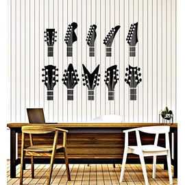 Vinyl Wall Decal Guitar Musical Room Instruments Musician Stickers Mural Large Decor (g1254) Black