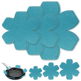 Pack of 6 Felt Pan Protectors, Pot Protectors for Protection, Pot Protector, Stacking Protection, Pan Protector, 3 Different Sizes, Pan Protectors for Pots, Pans, Bowls (Blue) (26/20/15 cm)