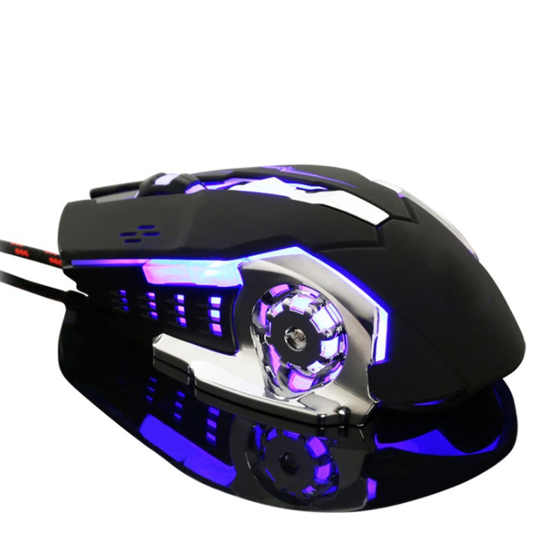 Mechanical Wire Game Mouse Mute USB Black 4-Way Roller Desktop