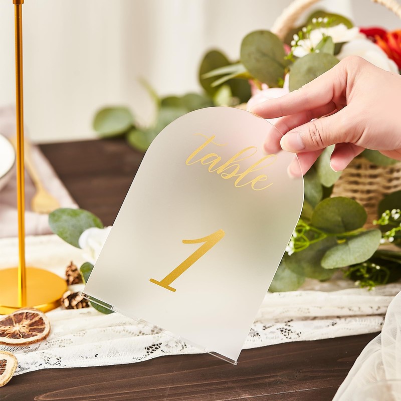 SHINVALE Arch Acrylic Wedding Table Numbers with Gold Foil Font