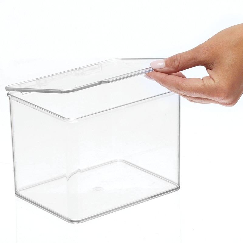mDesign Plastic Stackable Home Office Storage Organizer Box with Hinge
