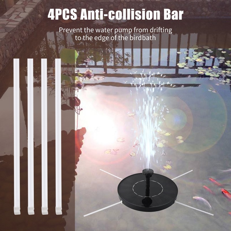 1.5W Solar Fountain Pump with 6 Nozzles Filter Anti-collision Bar