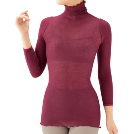 Thin and Warm Silky Plus Wine / Round Neck