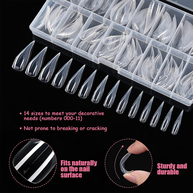 Eagle Claw Nail Extension Tips 140 Pcs Pre-Shaped PP Gel