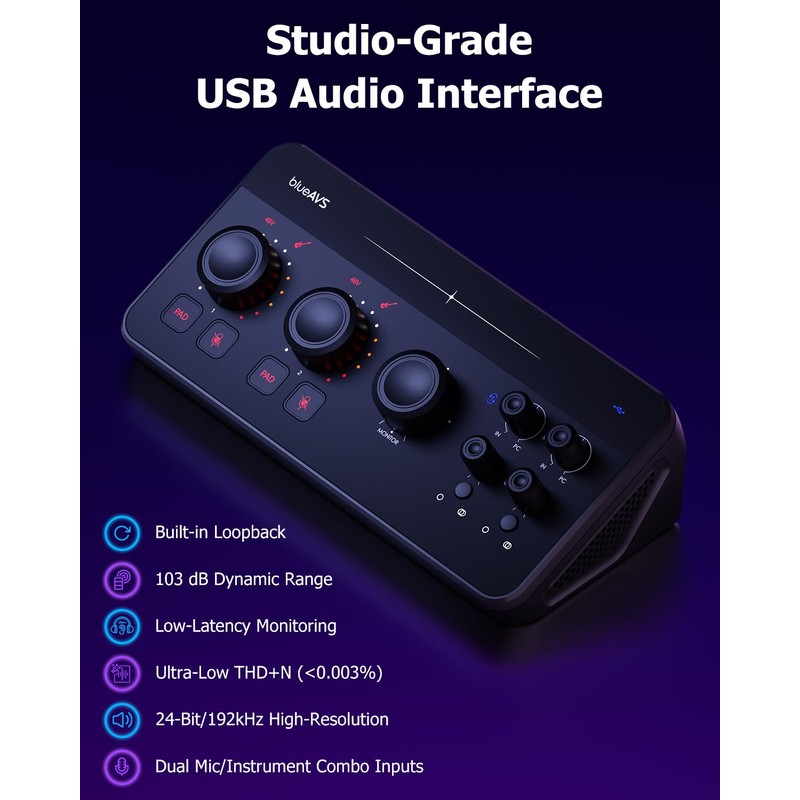 blueAVS (blueCaster TWO) USB Audio Interface – 24Bit/192kHz Studio Recording
