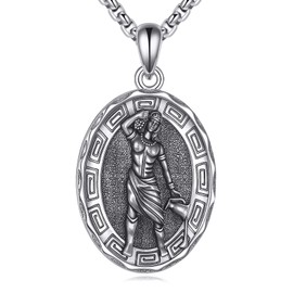 CRMAD Dionysus Necklace Sterling Silver Religious Protector Pendant Greek God Jewelry Gifts for Women Men