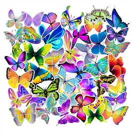 50 Car Butterfly Stickers, Waterproof Graffiti Stickers, Suitable for DIY Hand Decoration, Can Be Used for Motorcycles, Skateboards, Computers, Water Cups, Etc.