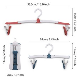 SyiXute 6 Pcs Folding Clothes Hangers With Clips,Travel Hangers Foldable,Portable Folding Coat Hangers,360 Degree Rotating Plastics Clothes Hanger for Travel,Home,Hotel,and Camping (3 Blue+3 Red)