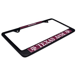 Black Metal License Plate Frame - Second Generation - Mascot Version (Texas A&M)