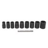 10PCS Twist Impact Socket with 8mm Straight Rod 3/8in Drive