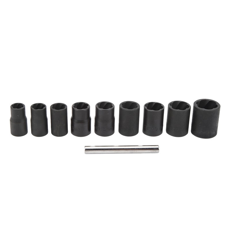10PCS Twist Impact Socket with 8mm Straight Rod 3/8in Drive