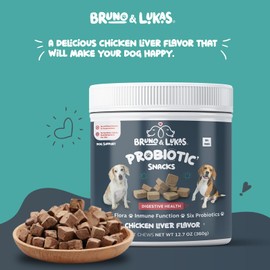 Probiotics Chews for Dogs Support Gut Health Diarrhea Digestive Health Itchiness Bowel Support– Dog Supplement for Pet Immune System – Tasty Alternative Chicken Liver Flavor (90 Soft Chews)