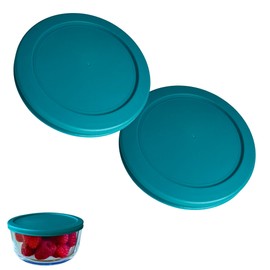 KlareWare Replacement Lids for - 4 Cup Storage Bowl Covers, BPA Free Plastic Lids for Pyrex 7201, Anchor Hocking (2 Pack, Turquoise) - Containers NOT Included