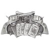 Pistol Belt Buckle for Men - Playing Cards, Double Pistol