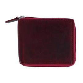 CTM Men's RFID Zip Around Wallet, Burgundy