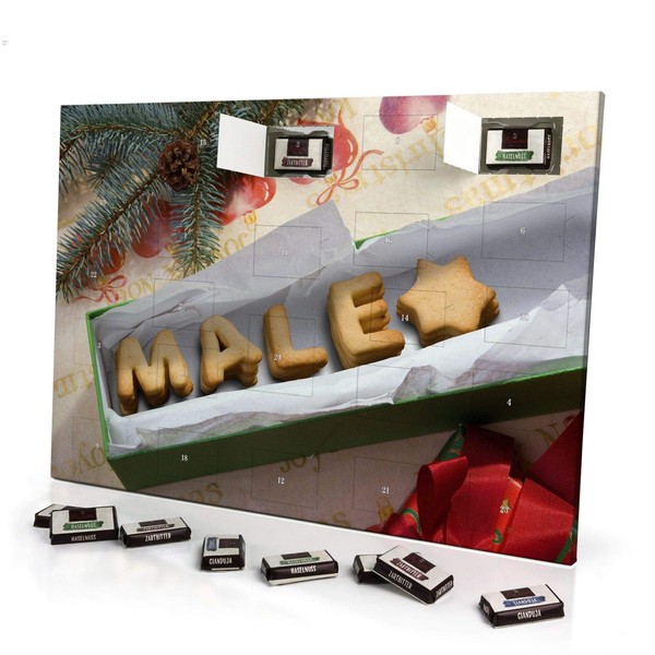 printplanet - Adventskalender mit Namen Male - gefüllt mit Schokoladen-Füllung