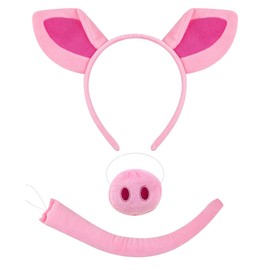 Coinmor Pig Ears Nose Costume Adult Animal Headband Tail Outfit Accessories Cute Pink Suit Women Men