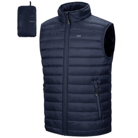 33,000ft 33,000ft Men's Lightweight Gilet, Packable Quilted Puffer Padded Vest Outerwear, Body Warmer Windproof Sleeveless Jacket for Golf Running Hiking Horse Riding Dark Blue XL