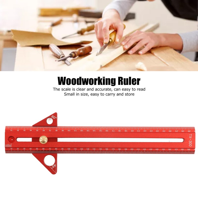 Woodworking T Track Ruler Multifunctional Aluminum Alloy Portable Wood Measuring