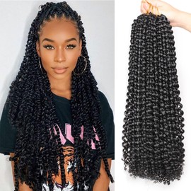 Xtrend 2Packs Passion Twist Braiding Hair for Distressed Butterfly Locs Natural Black Water Wave Crochet Passion Twist Hair for Black Women 18 Inch Long Bohemian Braids Synthetic Crochet Hair 1B#