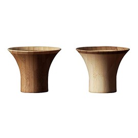 RIVERET RV-125WB YURI Ochoko 2.0 fl oz (55 ml) Pair Set, Bamboo, Dishwasher Safe, White/Brown