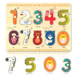 AMFUN Wooden Puzzles for Kids for 1 2 3 4 Year Olds, Wood Peg Puzzle for Preschool Kids, Number Learning Puzzled, Wooden Puzzlesing for Girls Boys Gifts, Birthday, Christmas, Children's Day and Easter