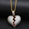 putouzip Men Broken Heart Chains 18k Gold Plated Fully Iced