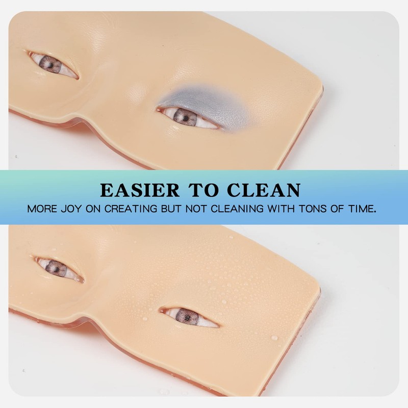Bueuo Makeup Practice Face Board, 3D Reusable Silicone Make up