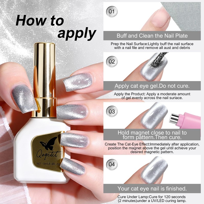 5-in-1 Cat Eye Gel Nail Polish 15ml, No Base or