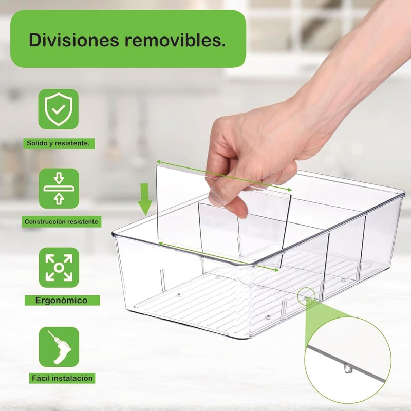 Organizador Caja de Almacenamiento Plastico 4 Divisiones Recpiente Multiuso para