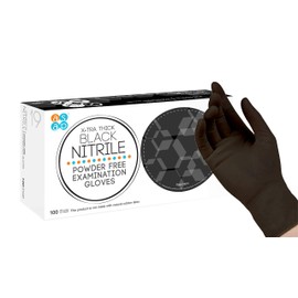 ASAP Black Nitrile Powder Free Examination Gloves, Disposable, 4 mil, Black (Small - Box of 100)