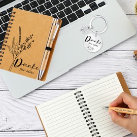 Sinmoe Thank You Gift Set for Colleagues A6 Spiral Pad Thank You for Everything Ballpoint Pen Inspirational Keyring Employee Farewell Gift (Thank You for Everything)