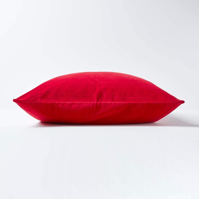 Homescapes Velvet Cushion Cover, Red, Soft Decorative Cushion Cover 40