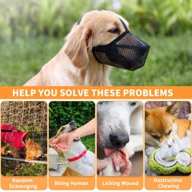 Dog Muzzle, Soft Mesh Dog Mouth Cover with Adjustable Strap for Grooming Biting Chewing Barking Training (S)