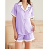 Ekouaer Womens Silk Satin Pajamas Set Button Down Short Sleeve