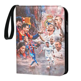 Oirigaga Football Cards Scrapbook, Football Trading Cards Album, 4 Pockets, 50 Sleeves, 400 Cards, Collector's Folder, Collector's Book with Zip Carry Handle, Sports Cards, Book Folder