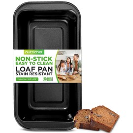 NutriChef 10" Non-Stick Loaf Pan - Large Premium Carbon Steel Baking Pan for Bread, Meatloaf, & More - Dishwasher Safe, Black