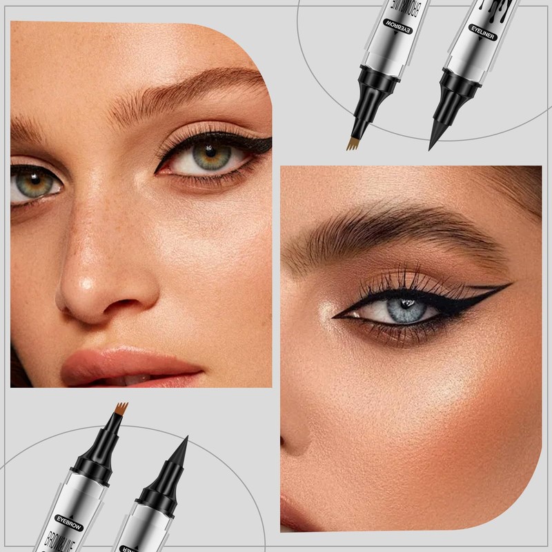 FunnAura 2PCS Double Ended Waterproof Eyebrow Pen, with 4 Micro