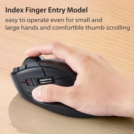 Elecom M-DT2URBK Trackball Mouse con Cable para el Dedo índice, 8 Botones, función de inclinación, Color Negro, Inalámbrico, Negro